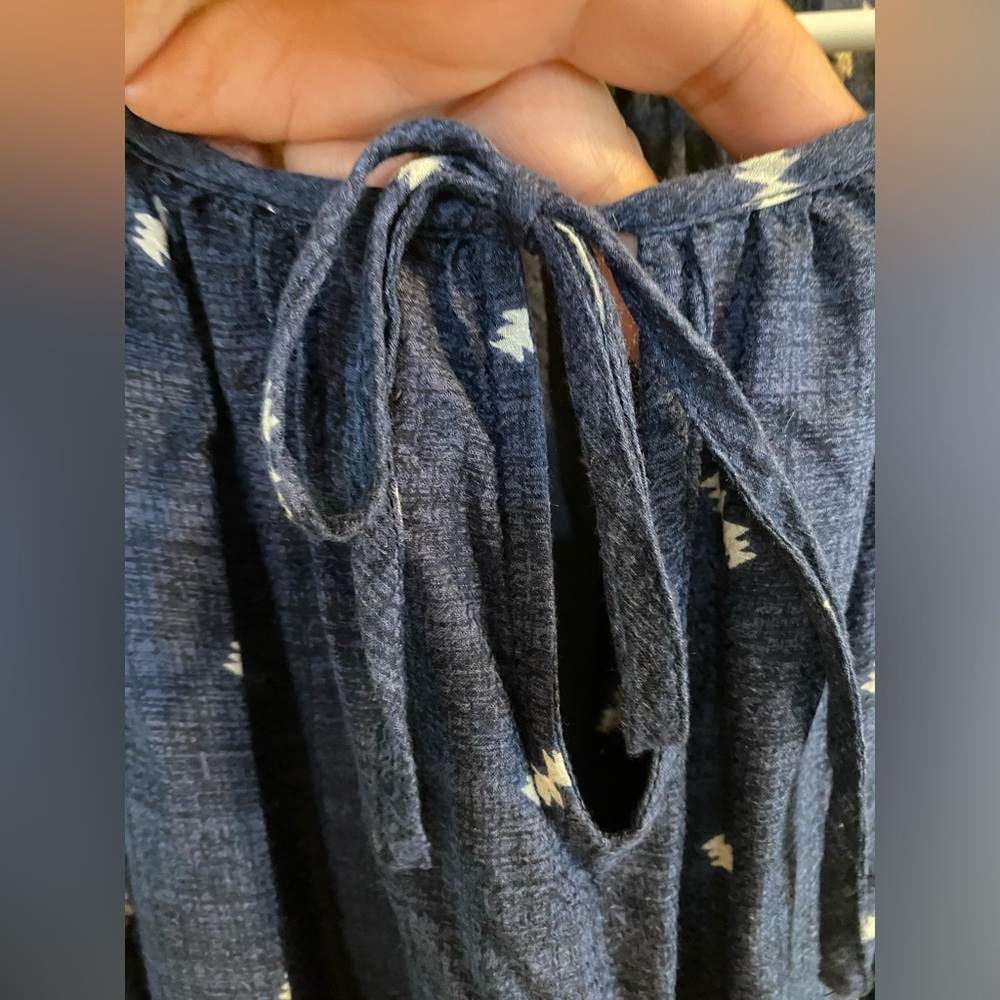 Lucky Brand XL long sleeve shirt. Denim blue color with white designs.